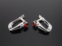 Серебряные серьги 925 пробы с фианитом - 38