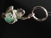 Серебряная подвеска лягушка с натуральным бериллом - 41