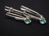 Серьги из серебра с натуральными бериллами и фианитами - 62