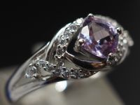 Серебряное кольцо с Аметистом и фианитами - 175