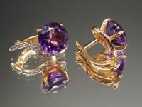 Золотые серьги с Аметистом - 181