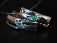Серебряные серьги с изумрудом - 149