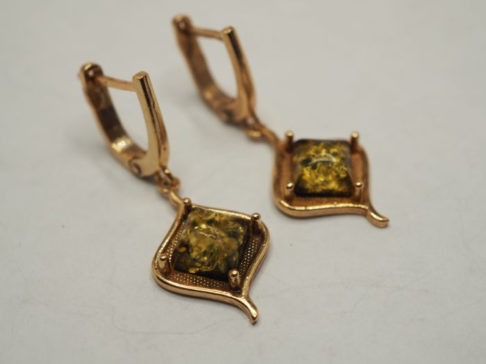Серьги из серебра с Янтарём - 95