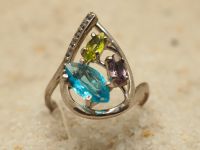 серебреное кольцо с натуральными камнями-421