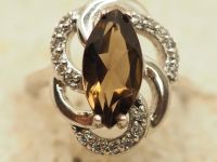 серебреное кольцо с раух-топазом-479