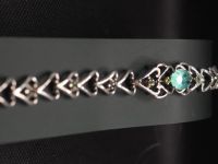 Серебряный браслет с изумрудом и демантоидами - 10