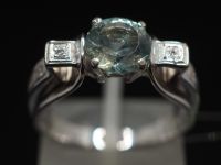 Серебряное кольцо с бериллом и фианитами - 115